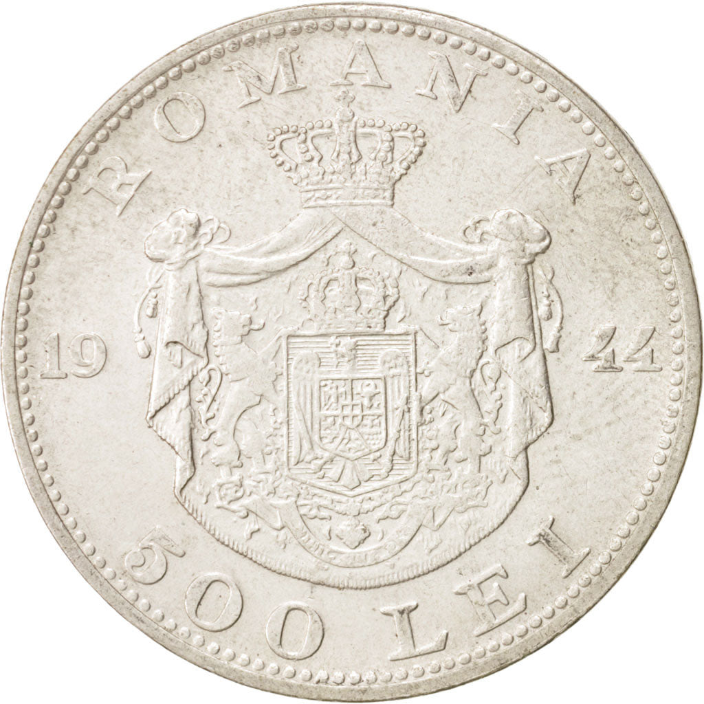 Romania, Mihai I, 500 Lei, 1944, AU(55-58), Silver, KM:65