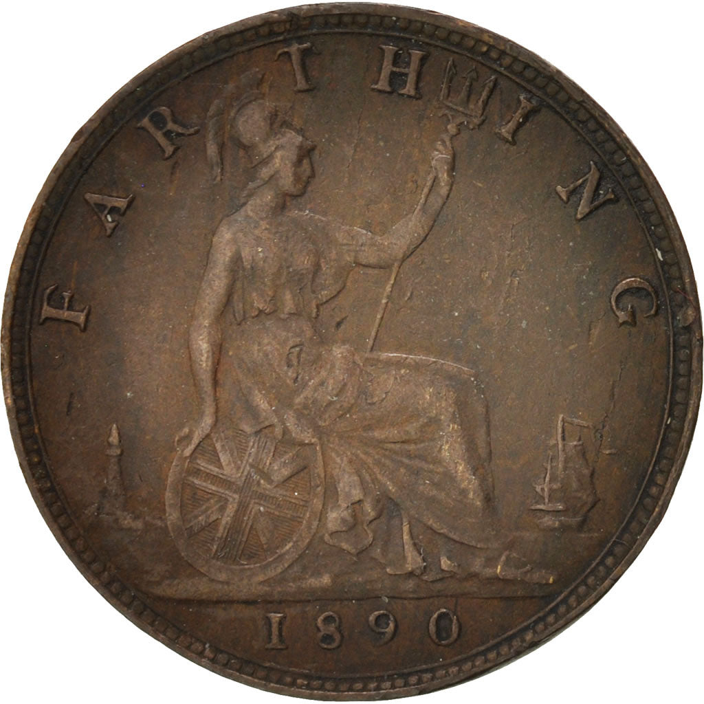 Great Britain, Victoria, Farthing, 1890, EF(40-45), Bronze, KM:753