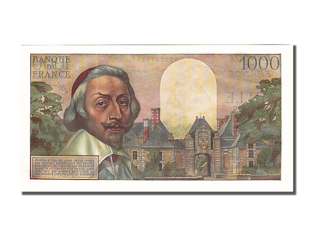 France, 1000 Francs, 1 000 F 1953-1957 ''Richelieu'', 1956, KM #134a,...