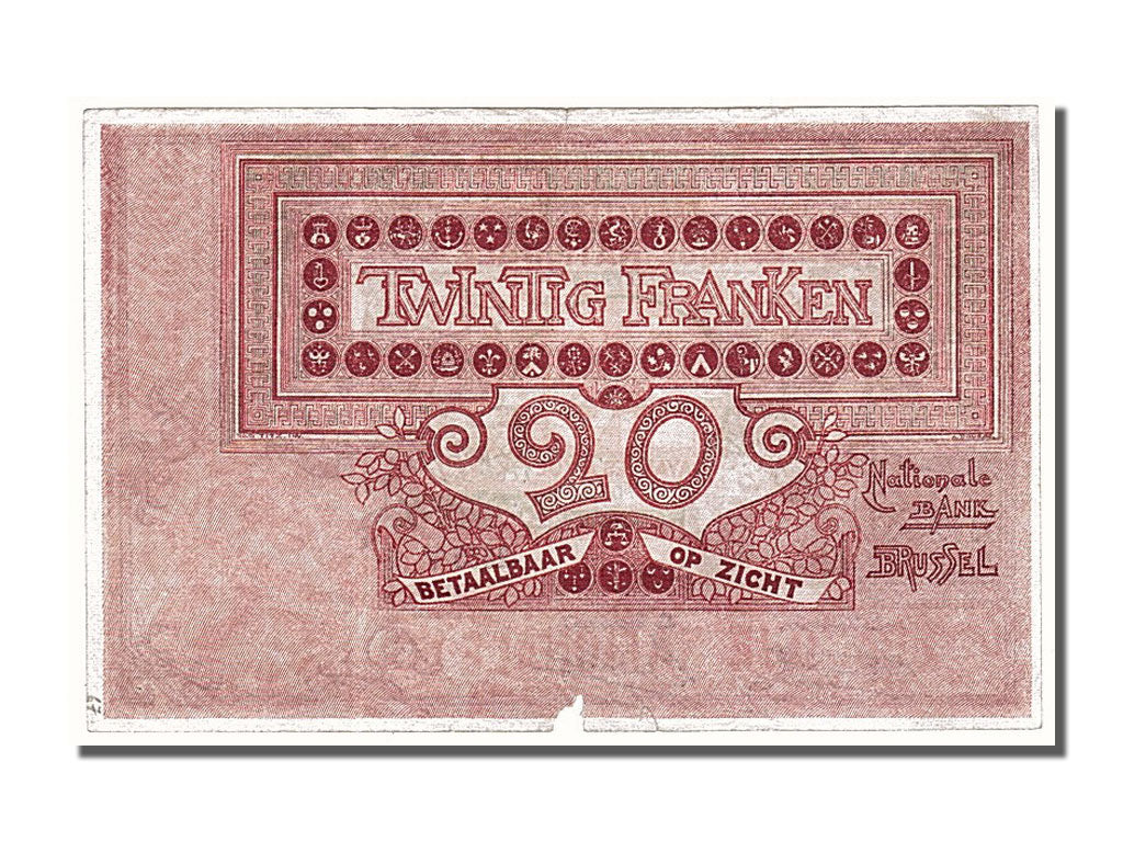 Belgium, 20 Francs, 1919, KM #67, 1919-02-27, EF(40-45), 2835V