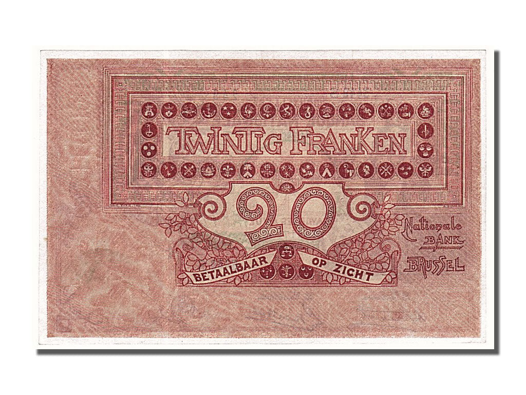 Belgium, 20 Francs, 1919, KM #67, 1919-12-24, UNC(60-62), 3449S