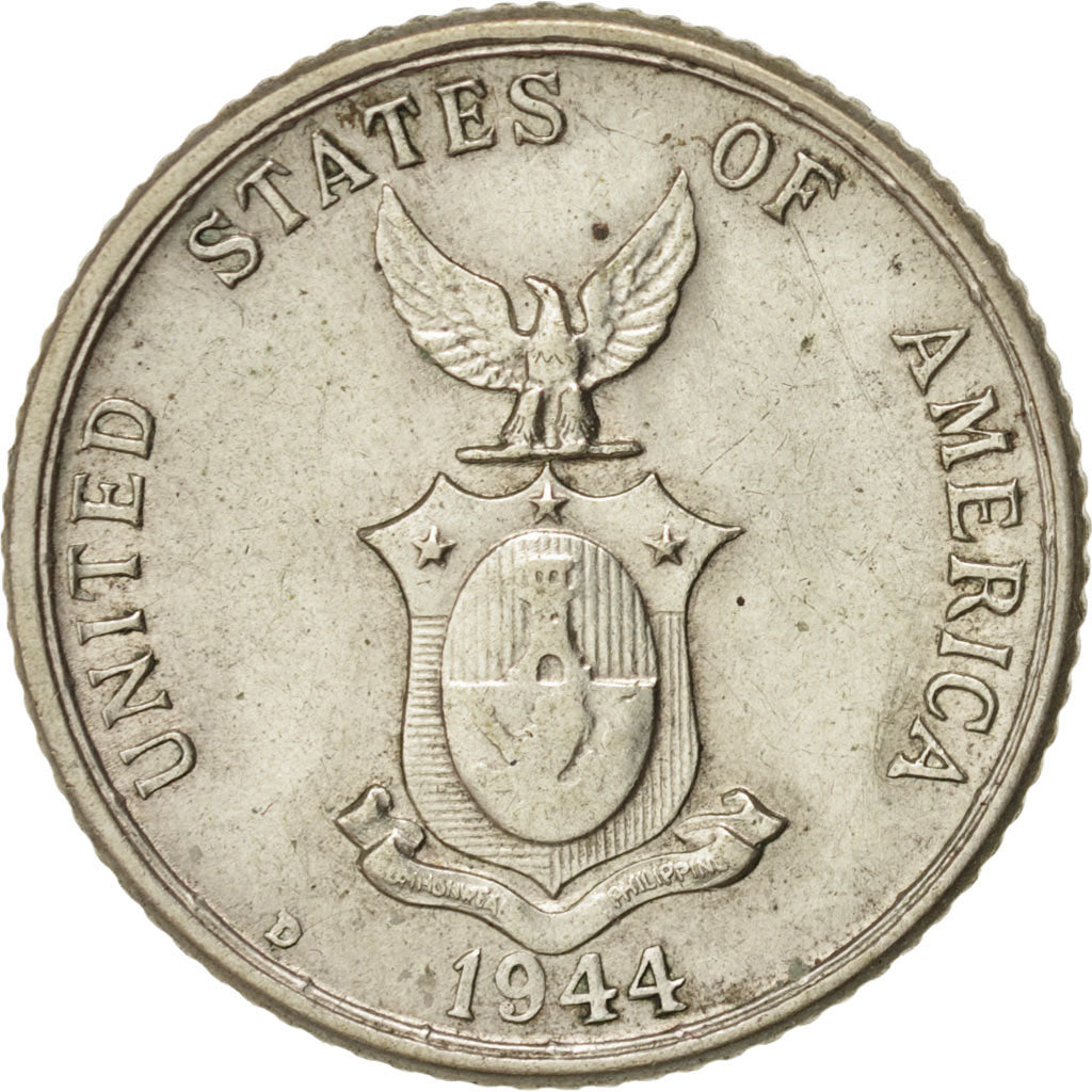 Philippines, 20 Centavos, 1944, Denver, AU(55-58), Silver, KM:182