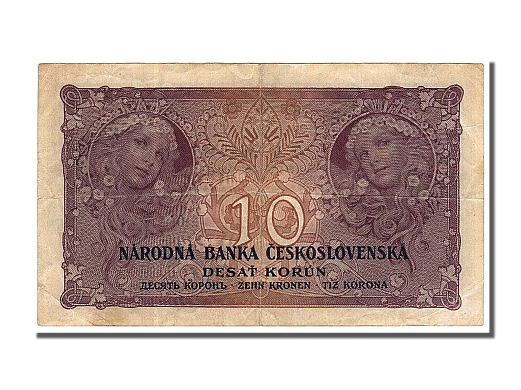 Czechoslovakia, 10 Korun, 1927, KM #20a, 1927-01-02, AU(55-58), S.N 126