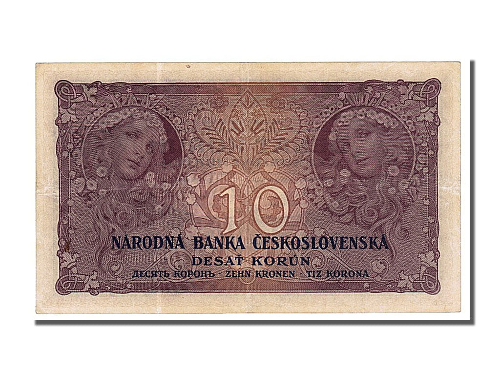 Czechoslovakia, 10 Korun, 1927, KM #20a, 1927-01-02, AU(55-58), S.N 136