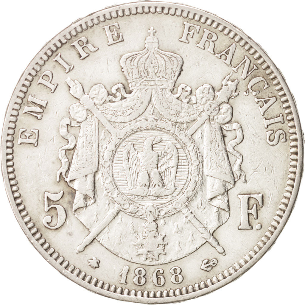 France, Napoleon III, 5 Francs, 1868, Paris, EF(40-45), Silver, KM 799.1