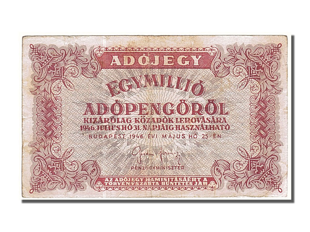 Ungheria, 1,000,000 (Egymillió) Adópengö, 1946, BB
