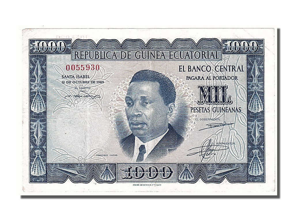 Equatorial Guinea, 1000 Pesetas Guineanas, 1969, KM #3, 1969-10-12, EF(40-45),..