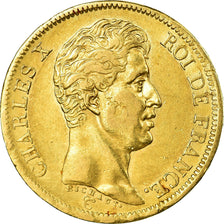 Moneta, Francia, Charles X, 40 Francs, 1824, Paris, MB+, Oro, KM:721.1