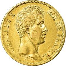 Moneda, Francia, Charles X, 40 Francs, 1824, Paris, BC+, Oro, KM:721.1