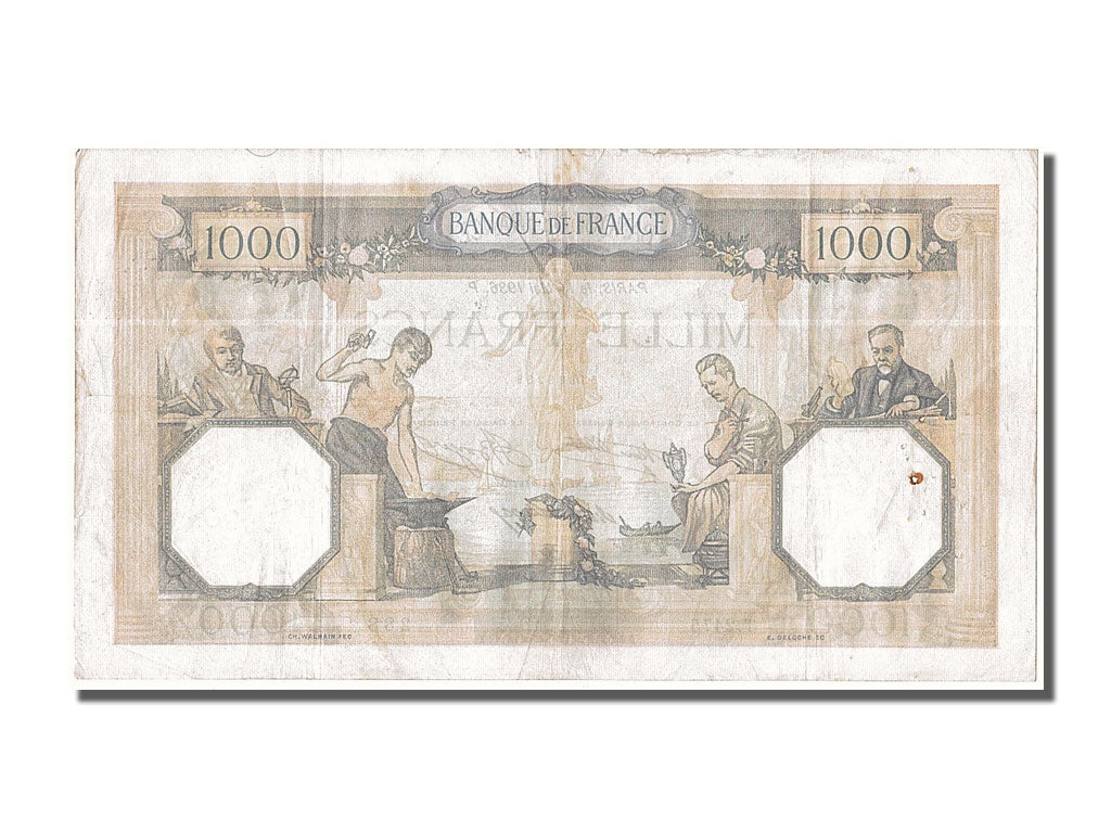 Banknote, France, 1000 Francs, 1 000 F 1927-1940 ''Cérès et Mercure'', 1936