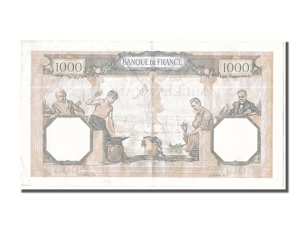 Billete, Francia, 500 Francs, 1 000 F 1927-1940 ''Cérès et Mercure'', 1938