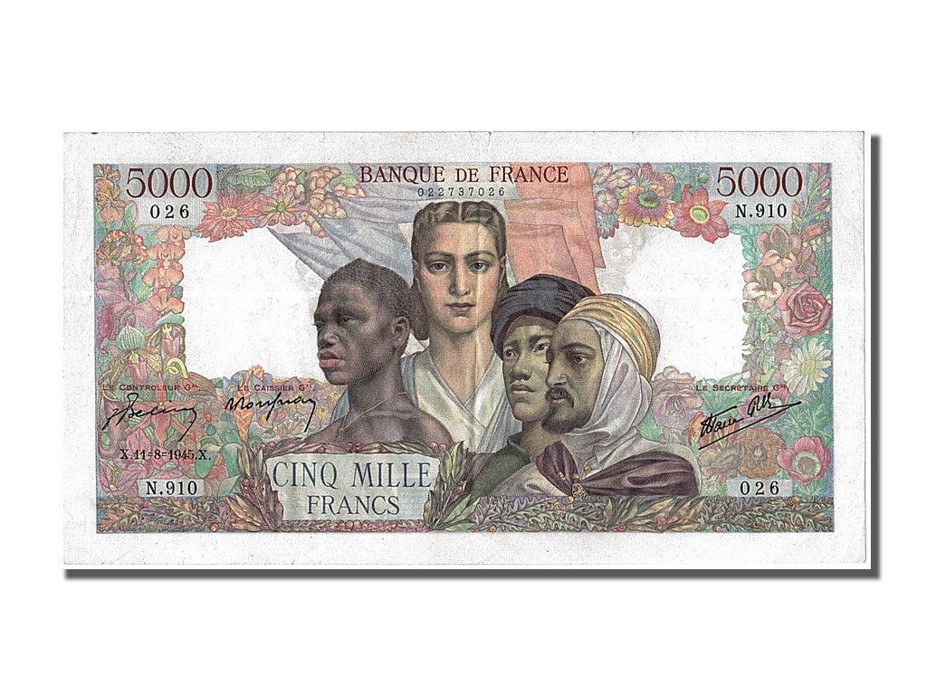 France, 5000 Francs, 5 000 F 1942-1947 ''Empire Français'', 1945, KM #103c, 1...