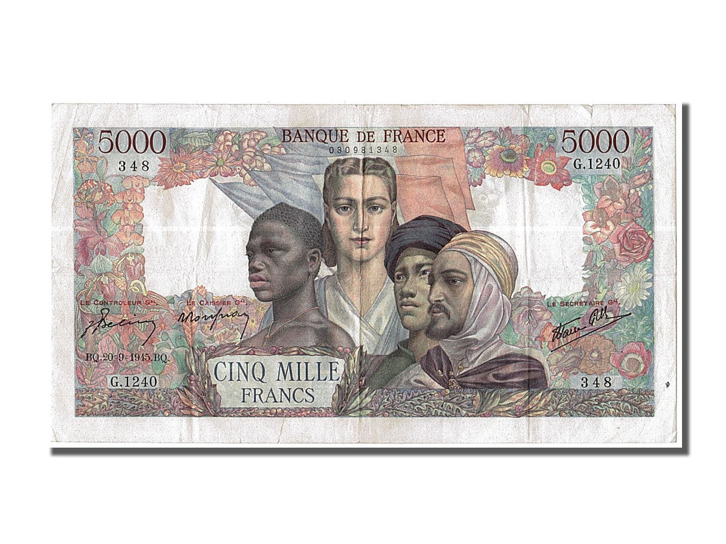 France, 5000 Francs, 5 000 F 1942-1947 ''Empire Français'', 1945, KM #103c, 1...