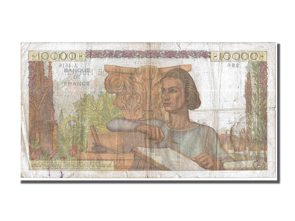 France, 10,000 Francs, 10 000 F 1945-1956 ''Génie Français'', 1953, KM #132d, 19