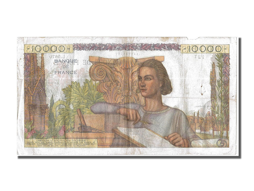 Francia, 10,000 Francs, 10 000 F 1945-1956 ''Génie Français'', 1953, KM:132...