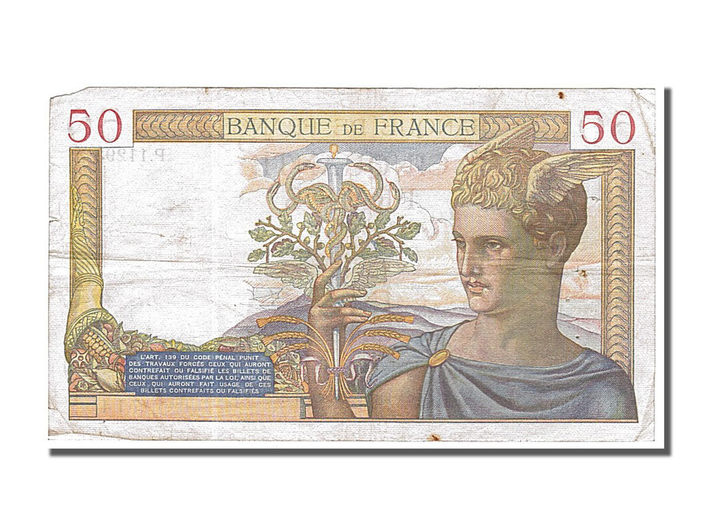 France, 50 Francs, 50 F 1934-1940 ''Cérès'', 1939, KM #85b, 1939-10-19, V...