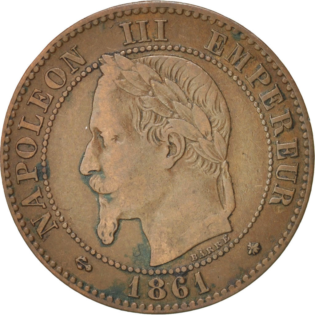 France, Napoleon III, 2 Centimes, 1861, Paris, EF(40-45), Bronze, KM 796.4