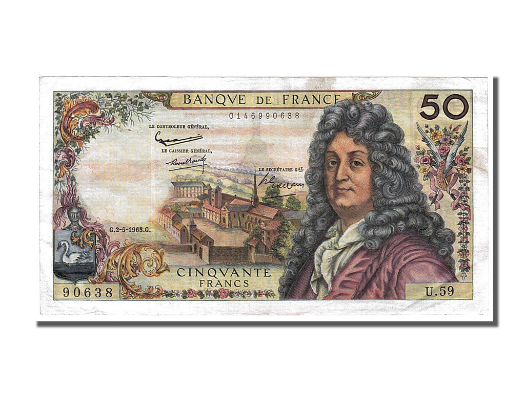Banknote, France, 50 Francs, 50 F 1962-1976 ''Racine'', 1963, 1963-05-02