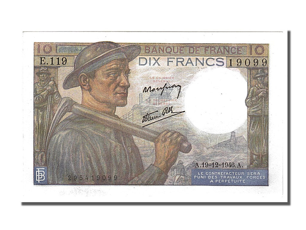 Banknote, France, 10 Francs, 10 F 1941-1949 ''Mineur'', 1946, 1946-12-19