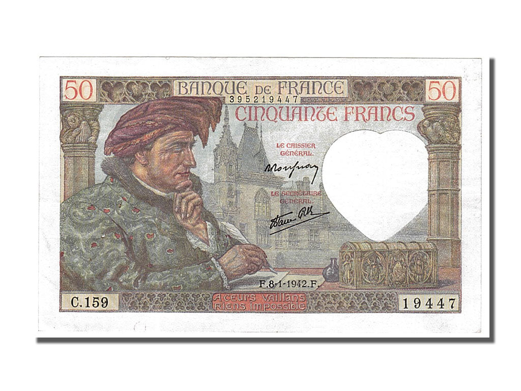 France, 50 Francs, 50 F 1940-1942 ''Jacques Coeur'', 1942, KM #93, 1942-01-08,..