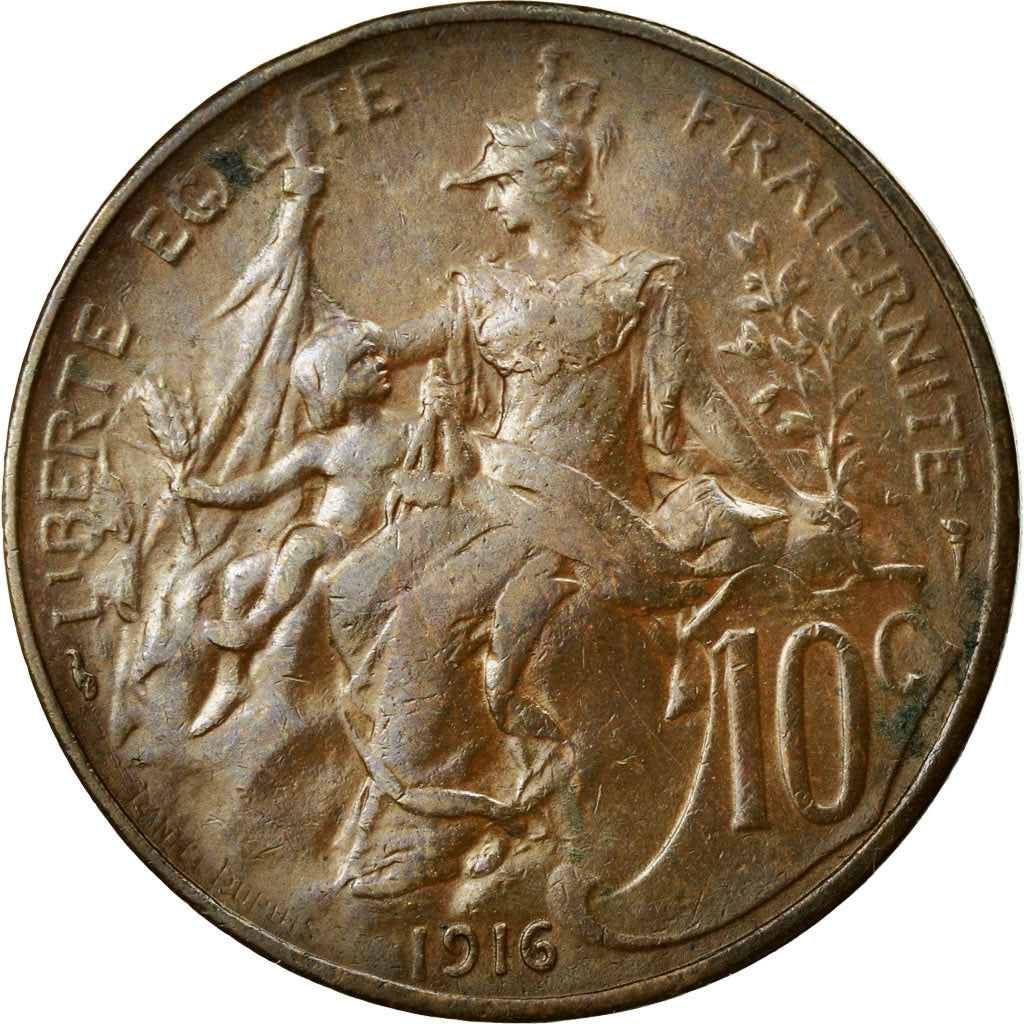 Coin, France, Dupuis, 10 Centimes, 1916, Paris, EF(40-45), Bronze, KM:843