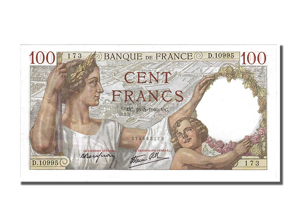 France, 100 Francs, 100 F 1939-1942 ''Sully'', 1940, KM #94, 1940-05-16,...