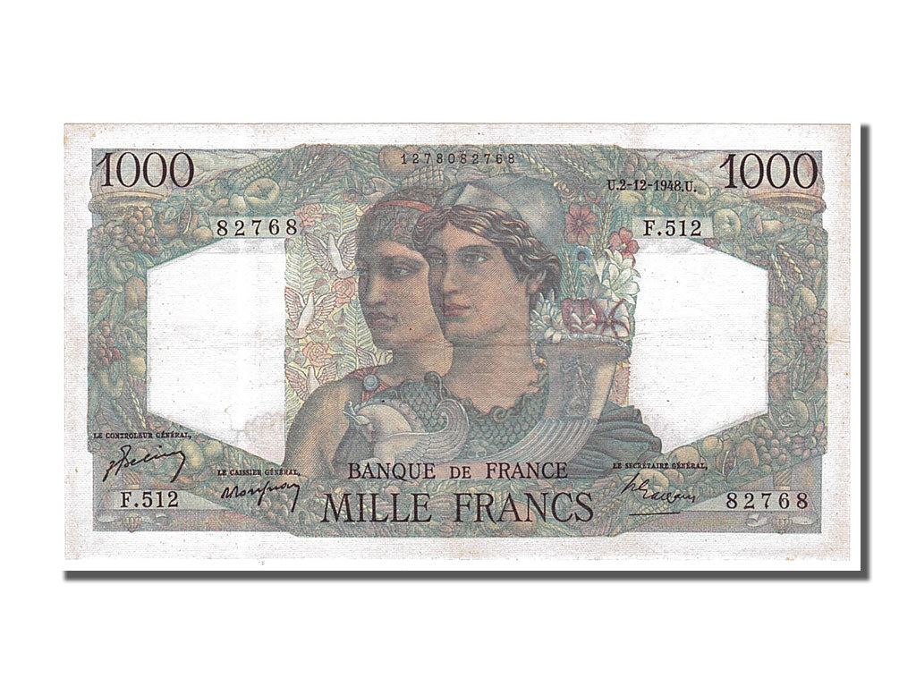 Banknote, France, 1000 Francs, 1 000 F 1945-1950 ''Minerve et Hercule'', 1948