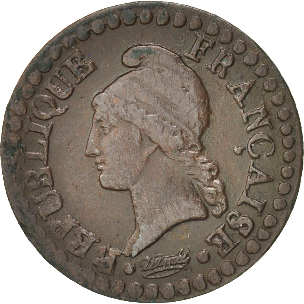 France, Dupré, Centime, 1798, Paris, VF(20-25), Bronze, KM:646, Gadoury:76