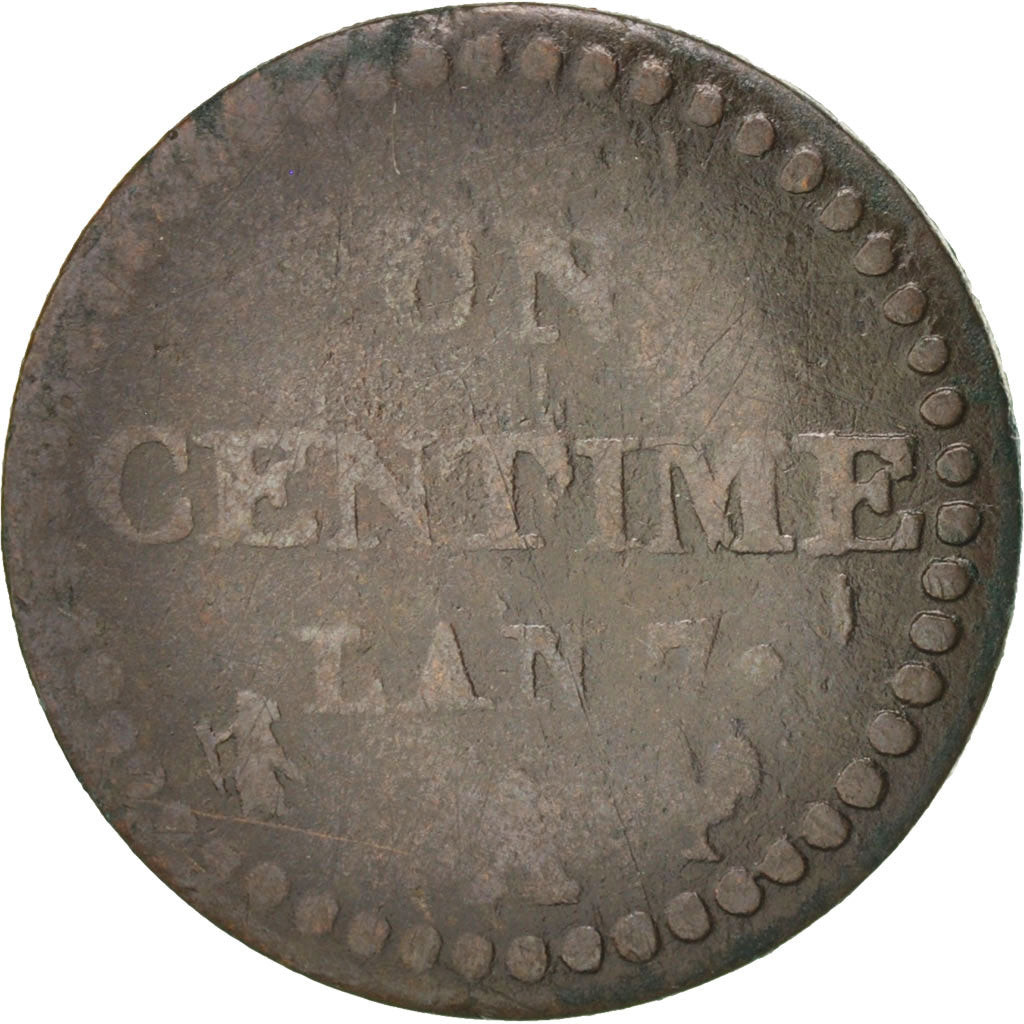 France, Dupré, Centime, 1798, Paris, VF(20-25), Bronze, KM:646, Gadoury:76