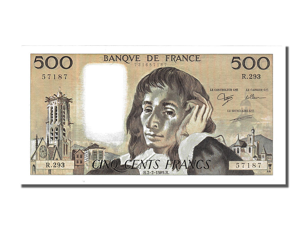 Banknote, France, 500 Francs, 500 F 1968-1993 ''Pascal'', 1989, 1989-02-02
