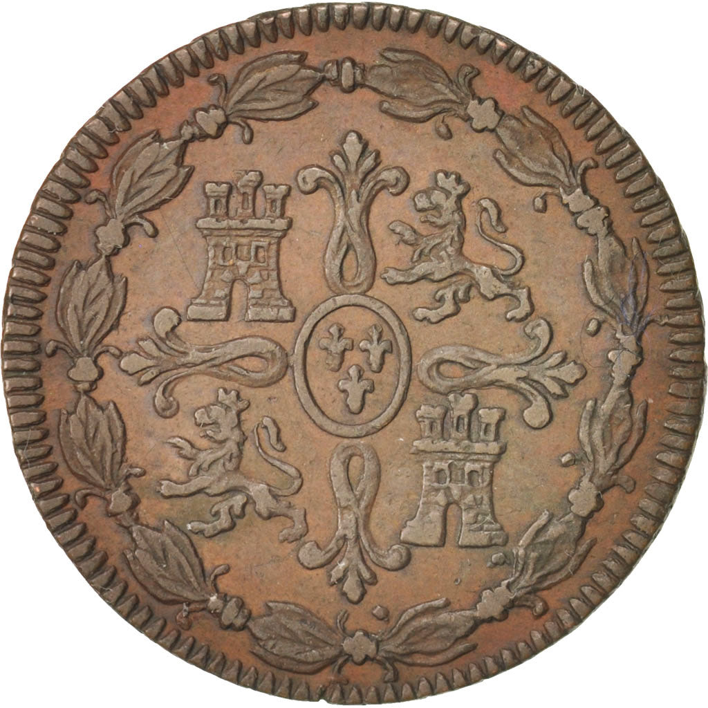 Spain, Ferdinand VII, 8 Maravedis, 1820, Jubia, EF(40-45), Copper, KM:491