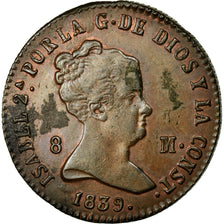 Münze, Spanien, Isabel II, 8 Maravedis, 1839, Segovia, VZ, Kupfer, KM:531.3