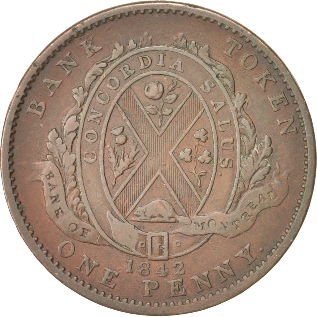 Canada, LOWER CANADA, 2 Sous, PENNY, 1842, Soho Mint, Birmingham, EF(40-45)