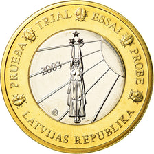 Łotwa, Medal, 1 E, Essai-Trial, MS(65-70), Bimetaliczny