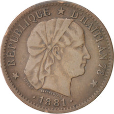 Haiti, 2 Centimes, 1881, EF(40-45), Bronze, KM:43