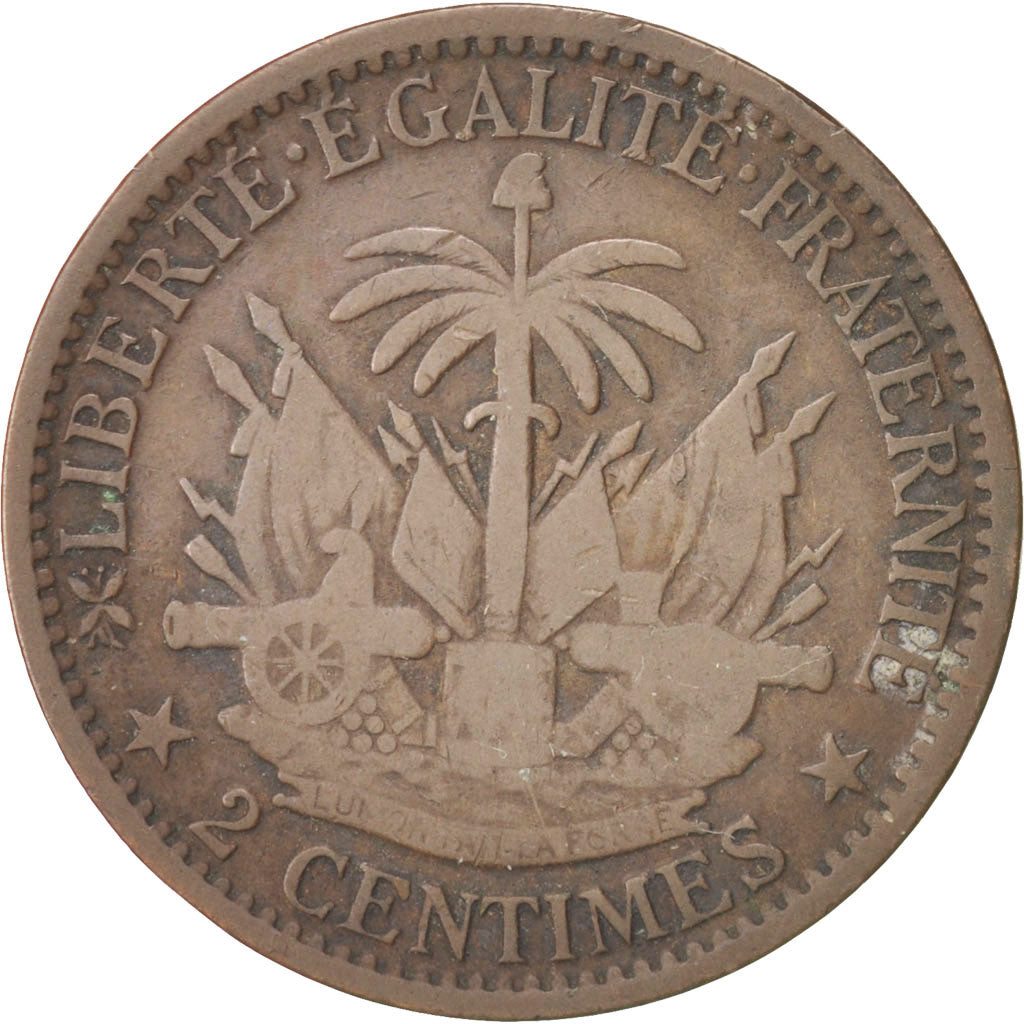 Haiti, 2 Centimes, 1881, EF(40-45), Bronze, KM:43