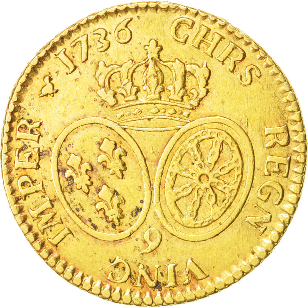 Frankreich, Louis XV, Louis d'or aux lunettes, 1736, Rennes,VF(30-35), KM 489.26
