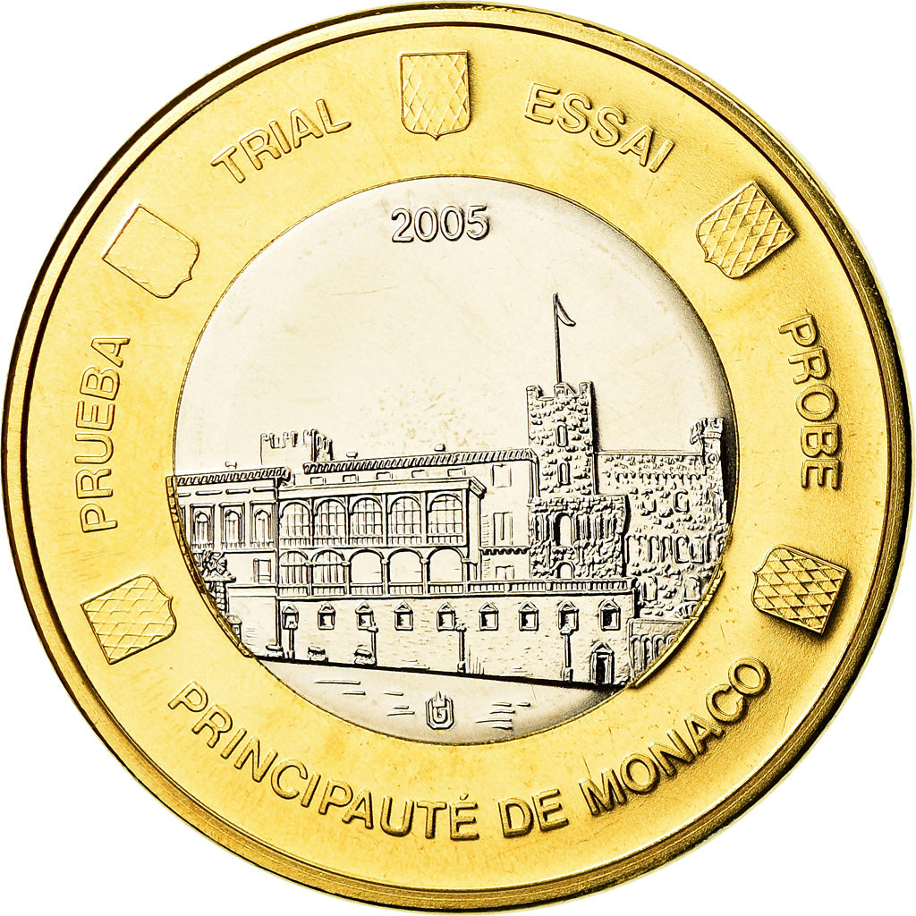 Monaco, medaglia, 1 E, Essai-Trial, FDC, Bi-metallico