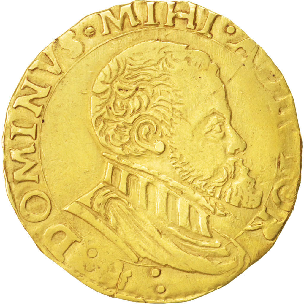 Belgique, Flandres, Philippe II d'Espagne, 1/2 Réal, Bruges, TTB, Or