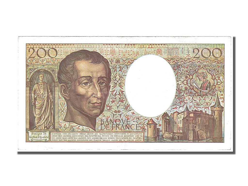 France, 200 Francs, 200 F 1981-1994 ''Montesquieu'', 1992, KM #155e, EF(40-45),.