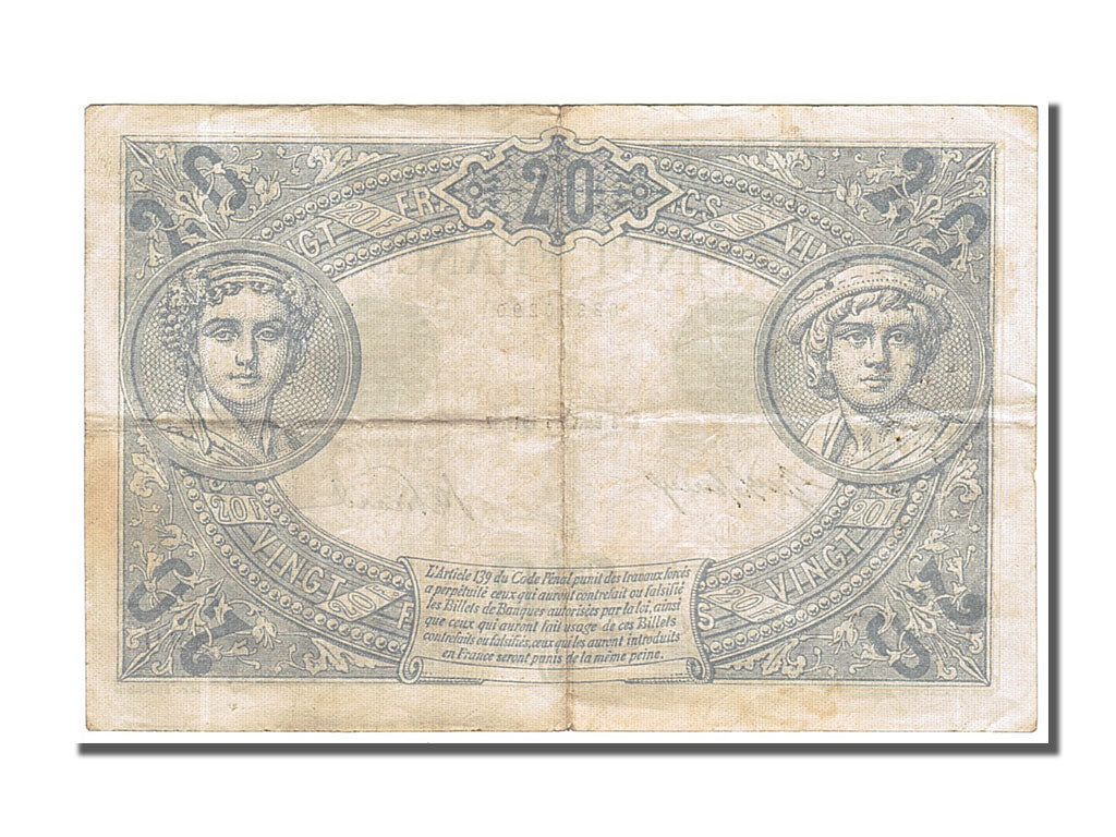 Geldschein, Frankreich, 20 Francs, 20 F 1905-1913 ''Bleu'', 1912, 1912-12-03