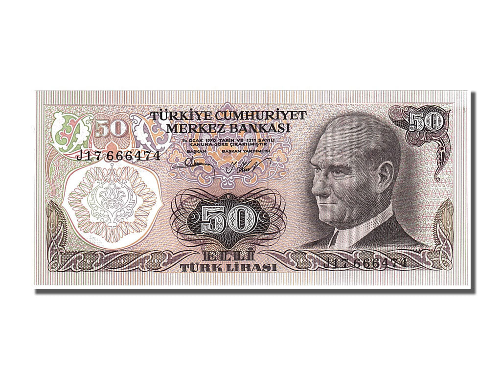 Turkey, 50 Lira, 1976, KM #188, UNC(65-70), J