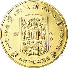 Andorra, Medal, 50 C, Essai Trial, 2003, MS(65-70), Copper-Nickel Gilt