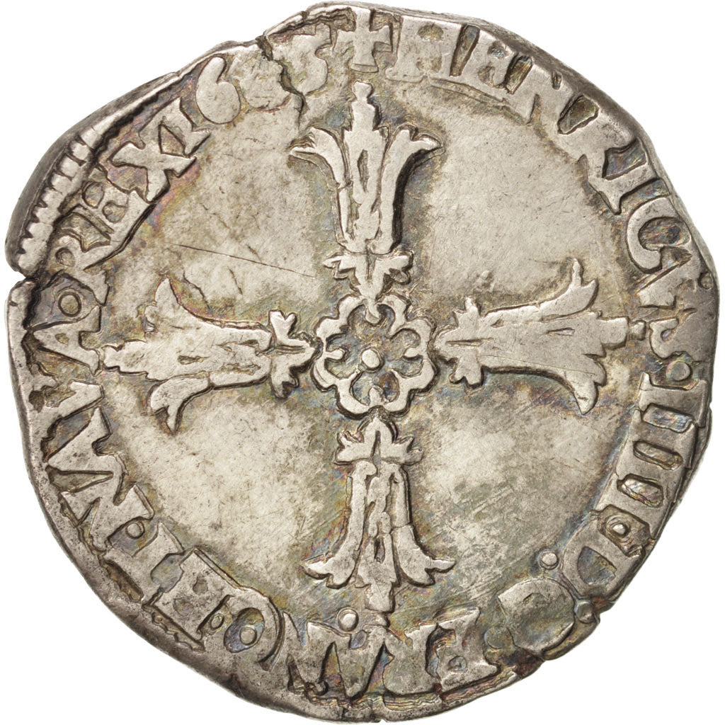 France, Henri IV, 1/4 Ecu, 1605, Nantes, VF(30-35), Silver, Sombart:4686