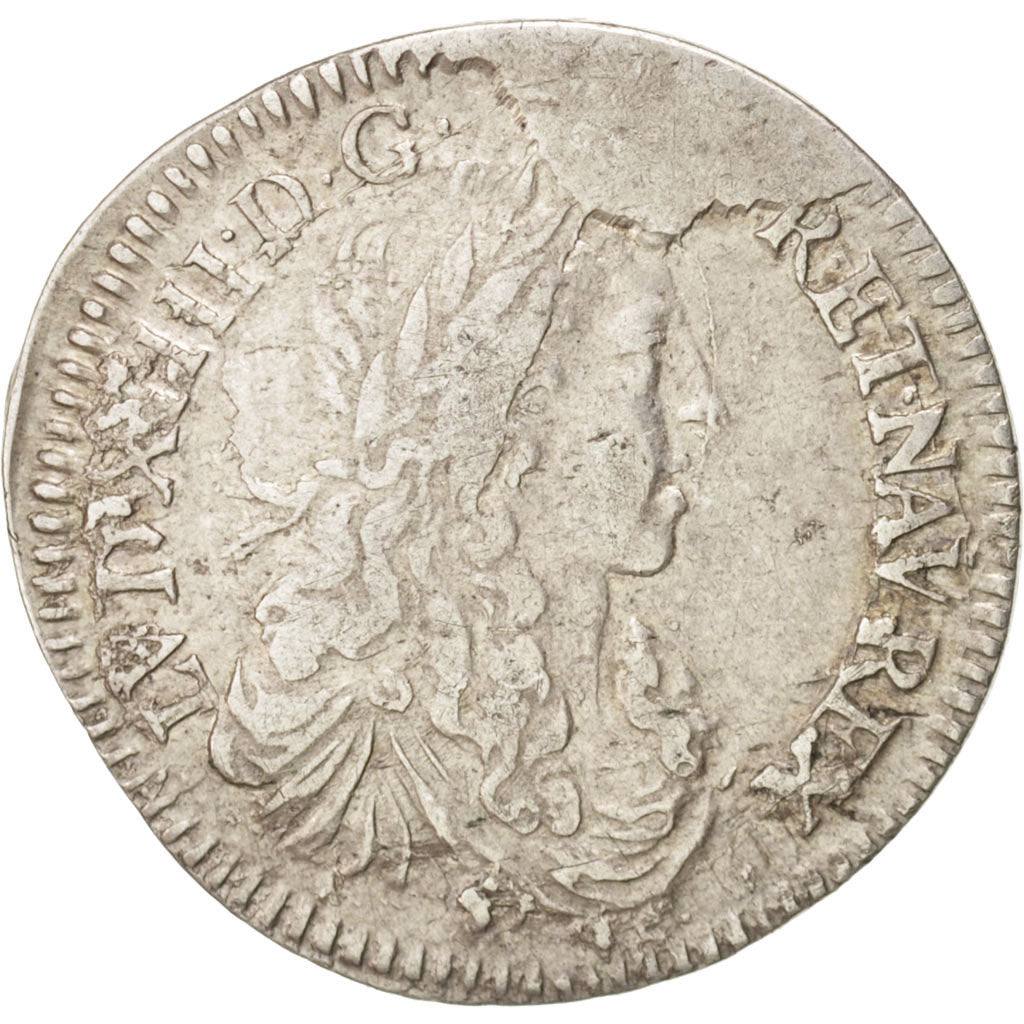 France, Louis XIV (1643-1715), 1/12 Ecu, 1664, EF(40-45), Silver, Gadoury:115