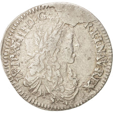 France, Louis XIV (1643-1715), 1/12 Ecu, 1664, EF(40-45), Silver, Gadoury:115