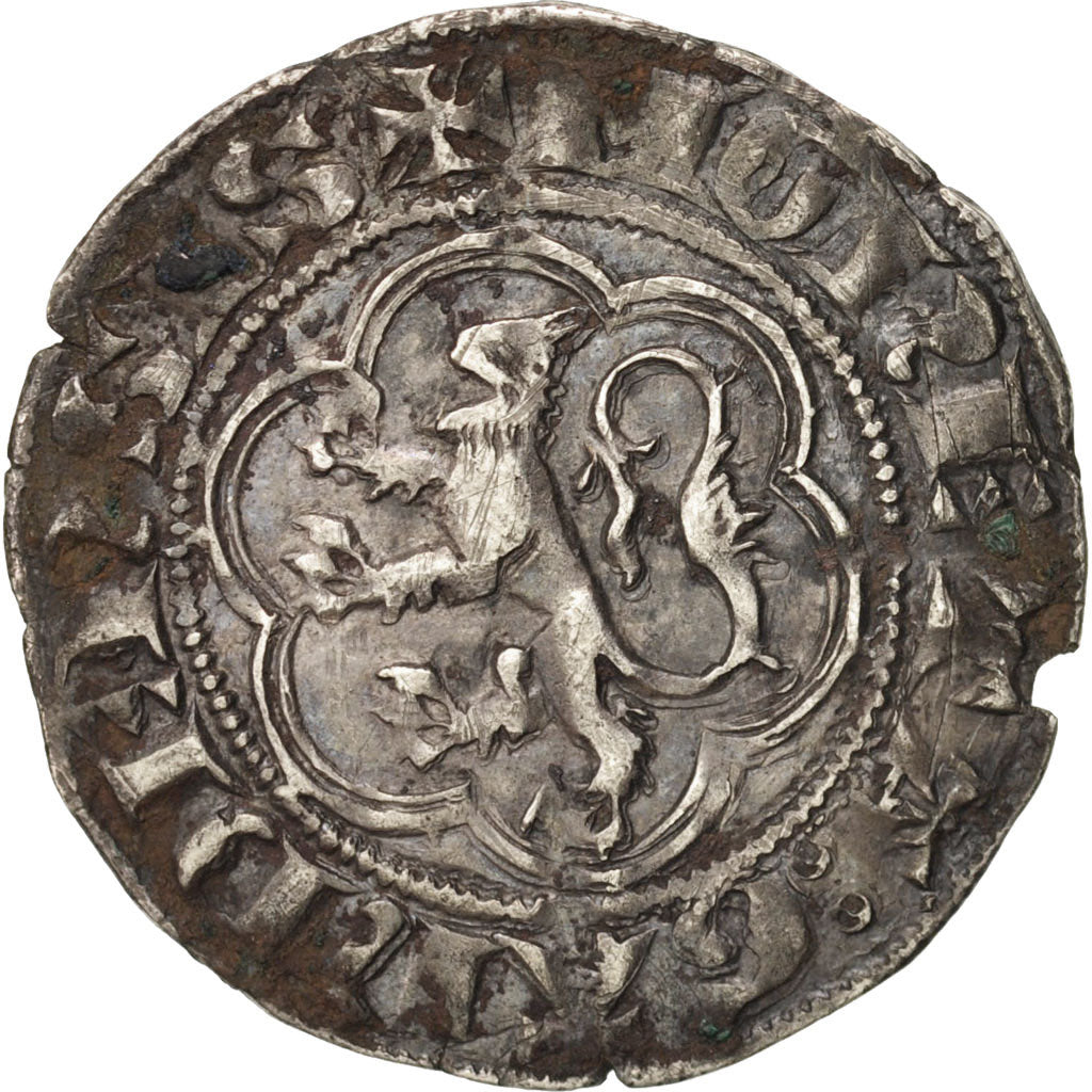France, FLANDERS, Louis I de Crécy, 1/2 Gros, EF(40-45), Silver, Boudeau:2217