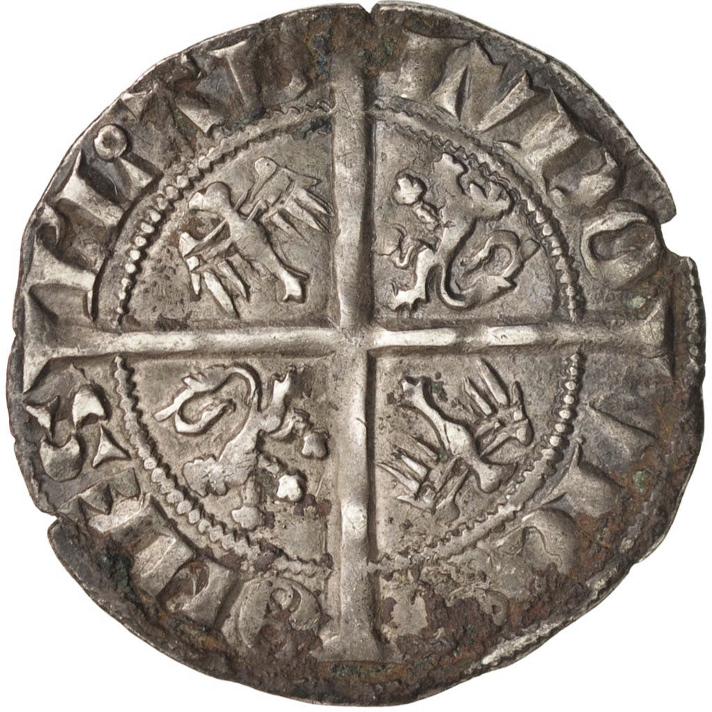 France, FLANDERS, Louis I de Crécy, 1/2 Gros, EF(40-45), Silver, Boudeau:2217
