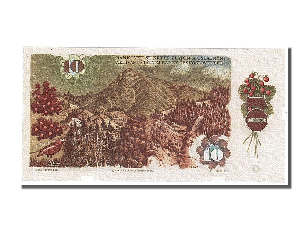 Billete, 10 Korun, 1986, Checoslovaquia, UNC