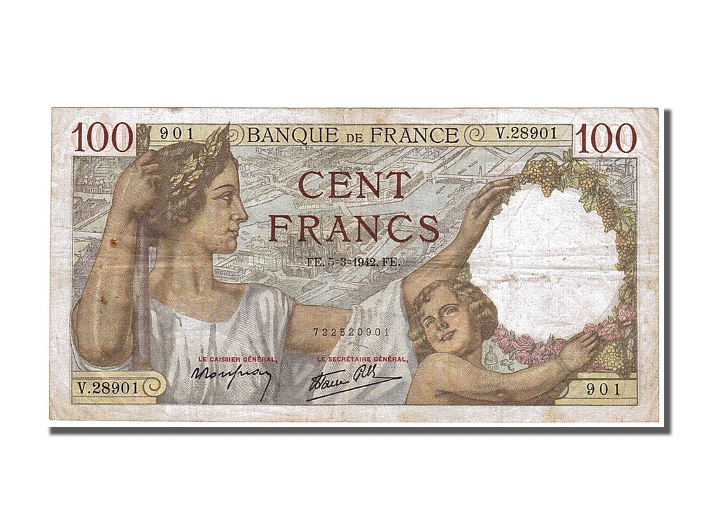 France, 100 Francs, 100 F 1939-1942 ''Sully'', 1942, KM #94, 1942-03-05,...